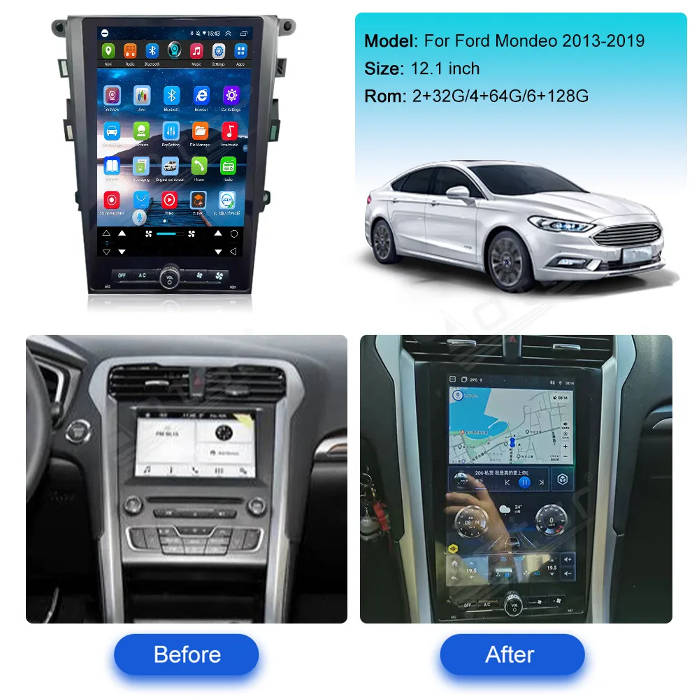 

12,1 дюймовый QLED экран Android 13,0 для Ford Mondeo 2013-2019 автомобильный видеоплеер мультимедиа CarPlay GPS навигация Автомобильные аксессуары