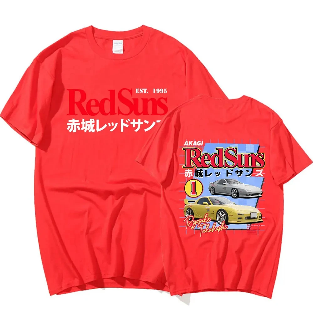 Anime Initial D Drift Akagi RedSuns AE86 T Shirt Takumi Fujiwara R34 Skyline GTR JDM Racing T-shirt Casual Short Sleeve T Shirts