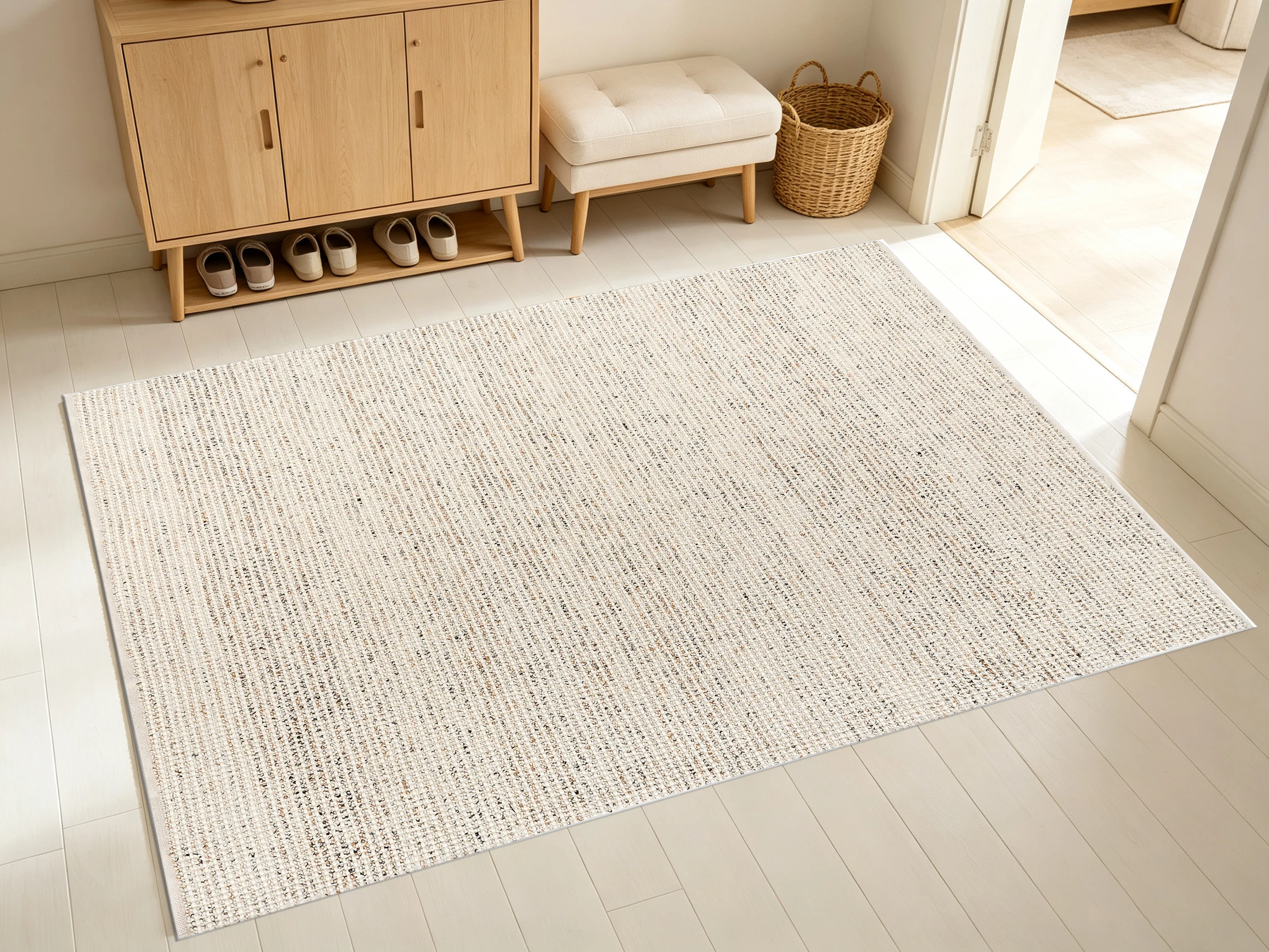 Beige‑Mix Textured Area Rug, Soft Mottled Surface, for Autumn Winter Home Refresh, Decor for Entry and Living Room