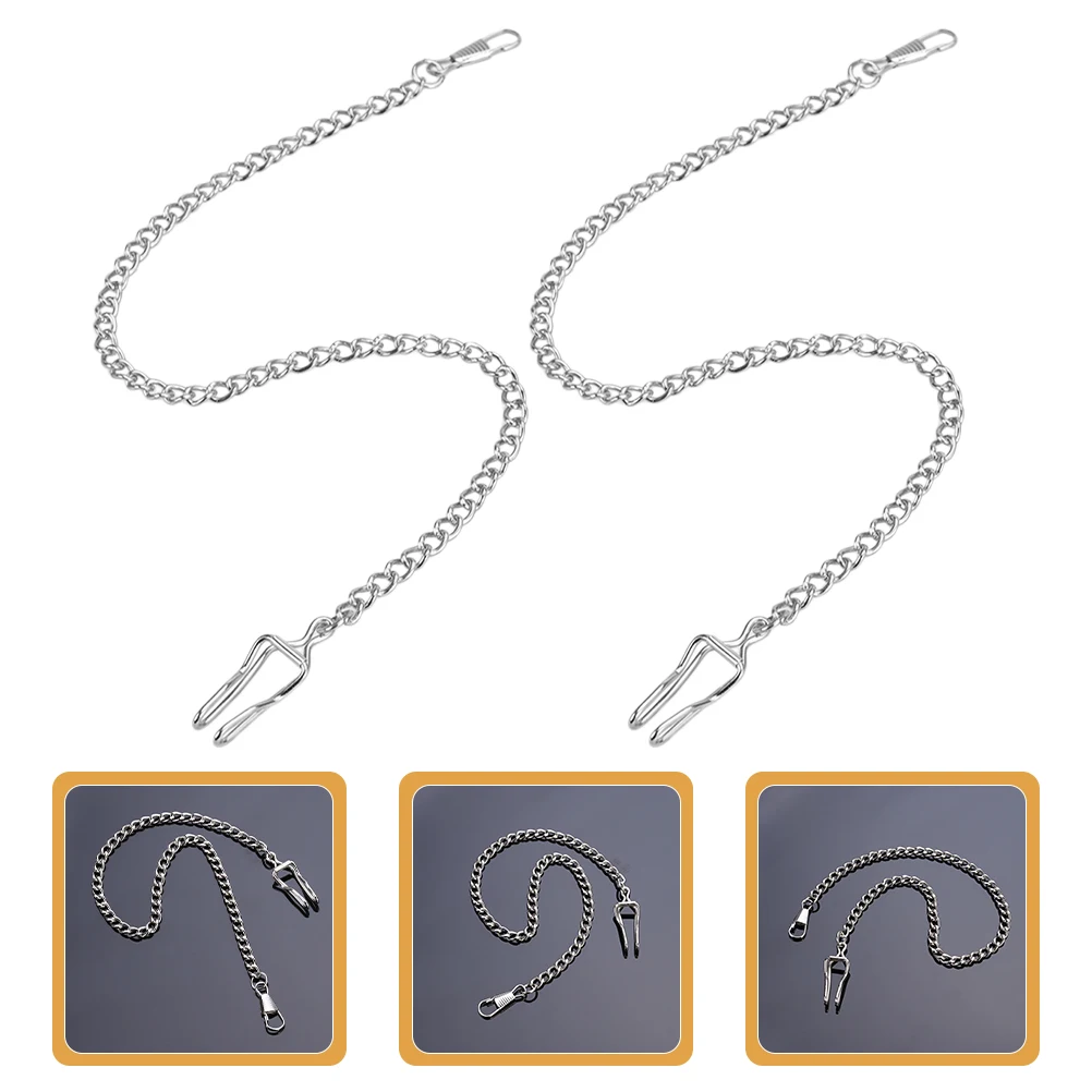 

2pcs Pocket Watch Chain Vintage Style Metal Jewelry Adjustable Wallet Keychain Watch Accessory Diy Craft Chains Handbags