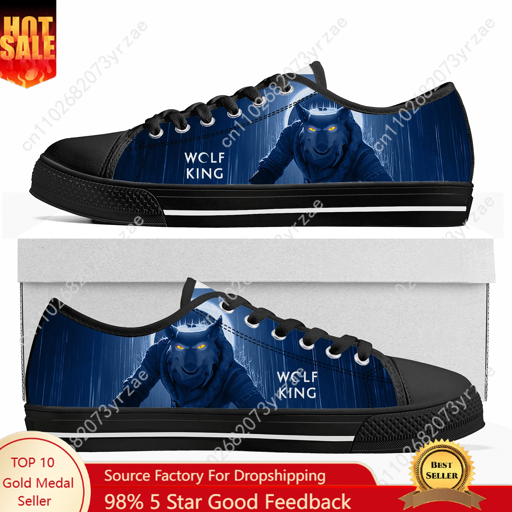 

Wolf King Low Top High Quality Sneaker Mens Womens Teenager Canvas Sneaker Fashion Patterns Lightweight Shoe Custom Made Shoes