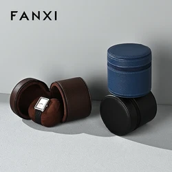 Oirlv Newly 1 Slot Round Watch Boxes With Pillow Luxury Watch Bag Travel Case Box Leather Watch Organiser Box Portable Organizer