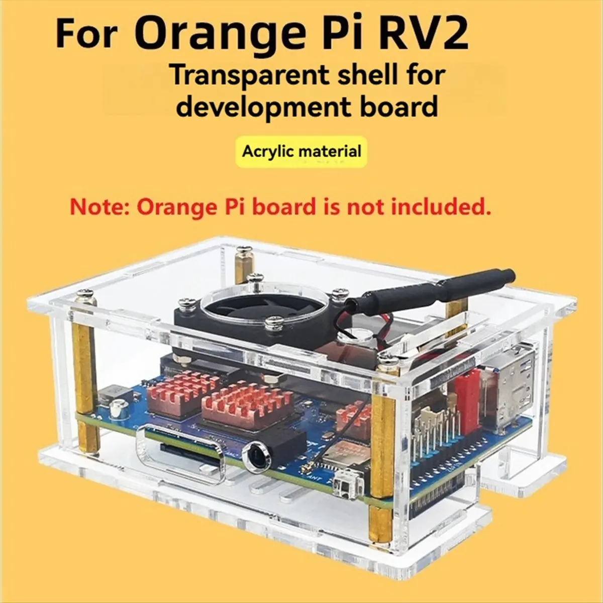 & AT27  For RV2 Acrylic Case with Cooling Fan Cooler Transparent Shell for RV2 Development Board