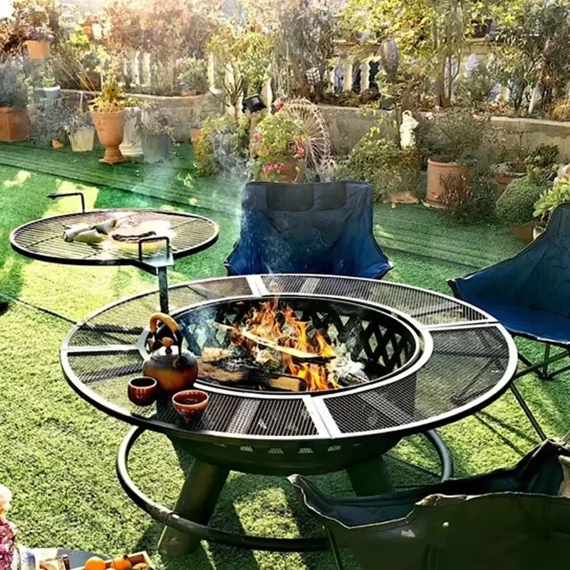 Factory Wholesale 3 in 1 Multifunctional Outdoor Outdoor Wood Firepit Firewood Round Carbon Steel Fire Pit for Family Party