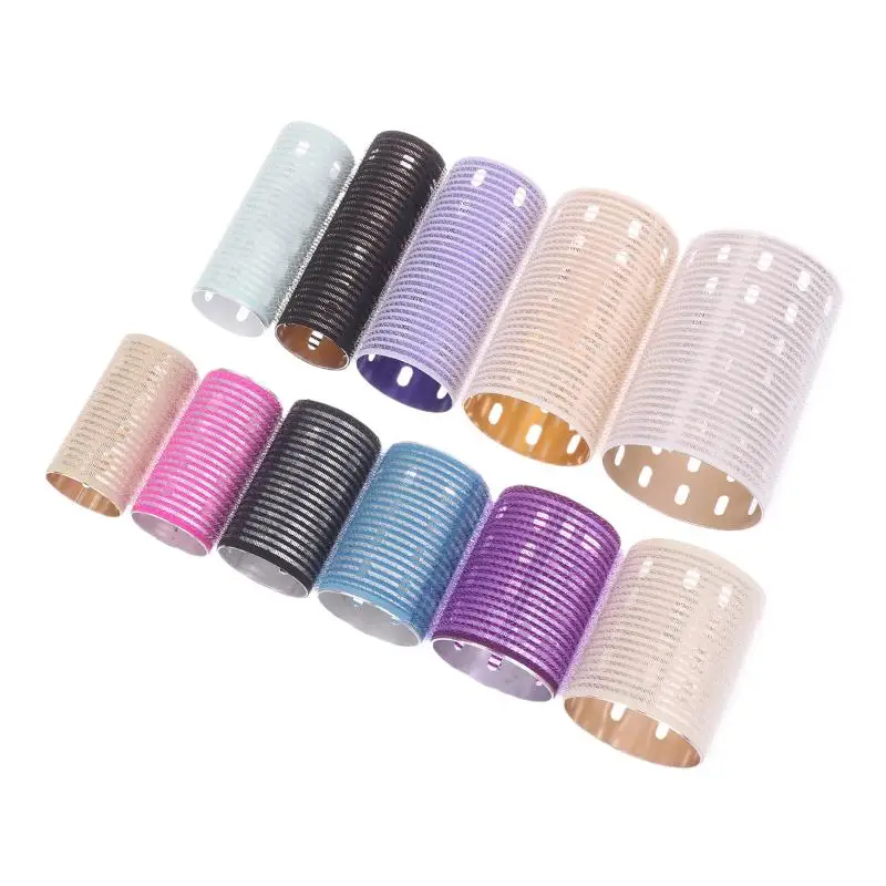 NEW Color Aluminum Core Self-Adhesive Hair Roll Pure Nylon Hook And Loop Roller Self Grip Styling Hot Thermal Volume Curler view 4