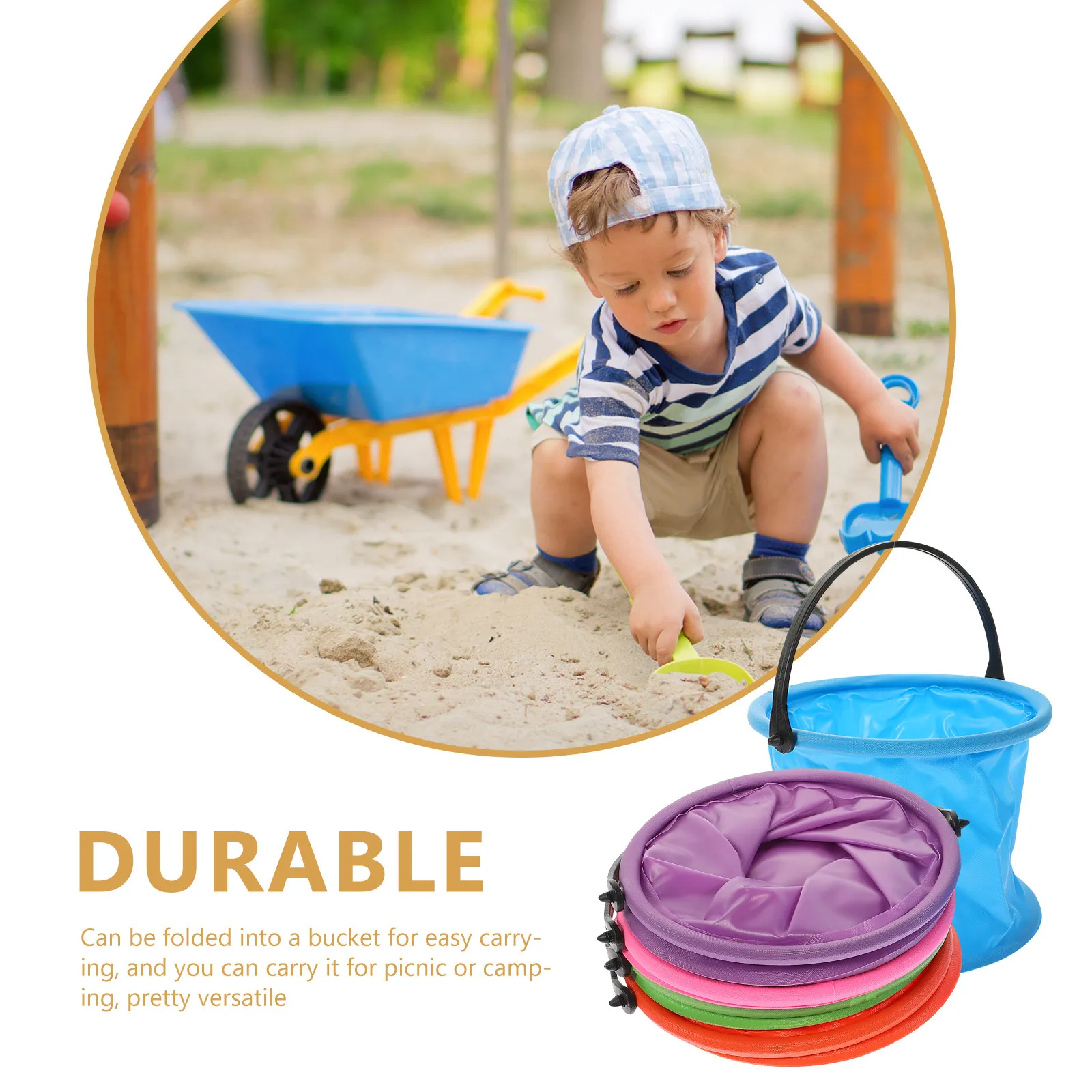 5Pcs Space Saving Foldable Water Bucket Kids Portable Washing Basin Camping Picnic Hiking Outdoor Use Thickened PVC Material