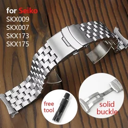 Curved Flat Bracelet for Seiko SKX175 SKX009 SKX173 SKX007 20mm 22mm Band Stainless Steel Wristband Men Women Replacement Strap