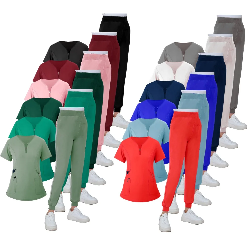 Hot Selling Groothandel Ziekenhuis Uniform Draad Medische Scrubs Verpleegster Zachte Korte Mouw Scrub Pak Vrouwen Scrubs Uniformen Sets