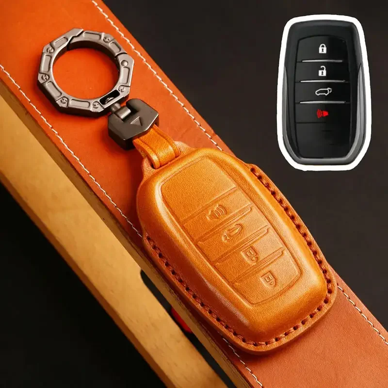 

1pc Handmade Leather Key Fob Case Cover For Toyota For Sienna For Venza For Hilux Car Key Case Modification Accessories