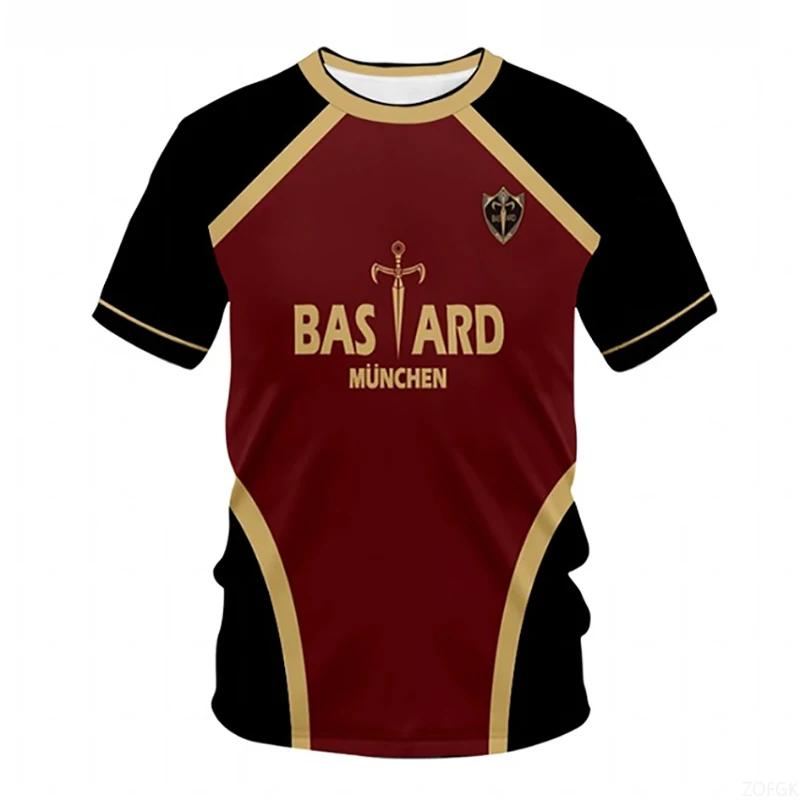 جيرسي خمسة جانب كرة القدم نمط الأزرق قفل أنيمي باستارد ميونيخ الصيف الفتيان والفتيات تي شيرت الرياضة تي شيرت