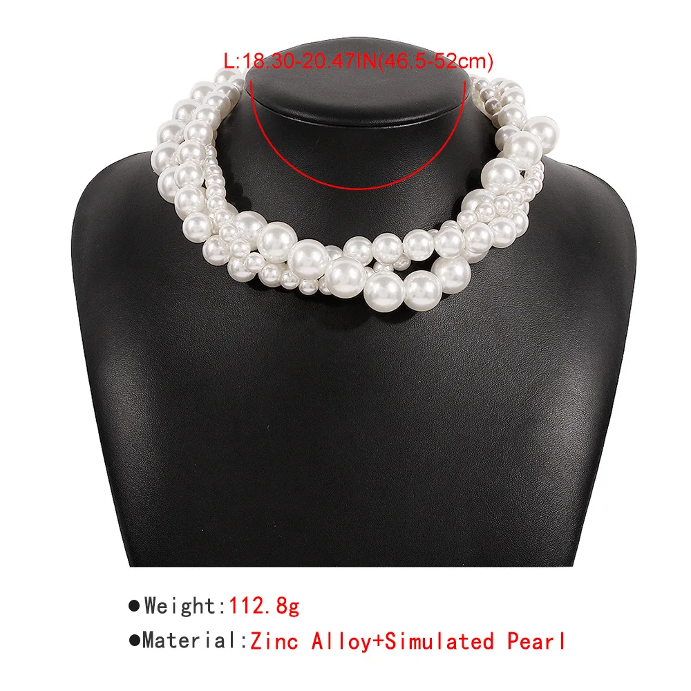 Pearls Necklace Statement Big White Imitation Pearl Choker Necklace Clavicle Chain Fashion Necklace For Women Wedding Jewelry