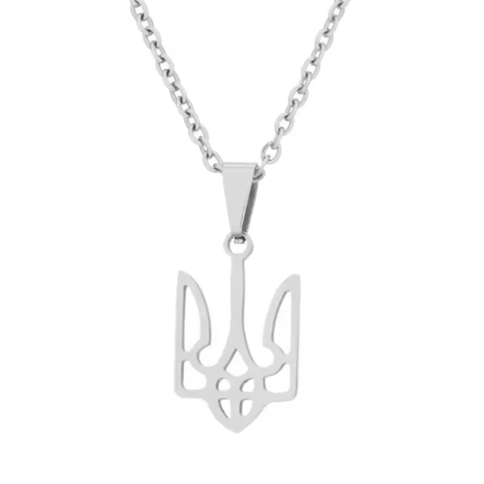 Ukraine Tryzub Dreizack-Anhänger-Halskette aus Edelstahl, Ukrainisches Nationalemblem-Symbol, Schmuckgeschenk für Männer und Frauen – Detail 3