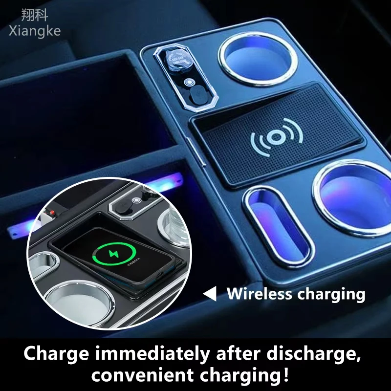 For Toyota Hiace 200 DX Car Armrest Console Box Wireless Charging Cup Holders Armrest Box Hiace Console Box