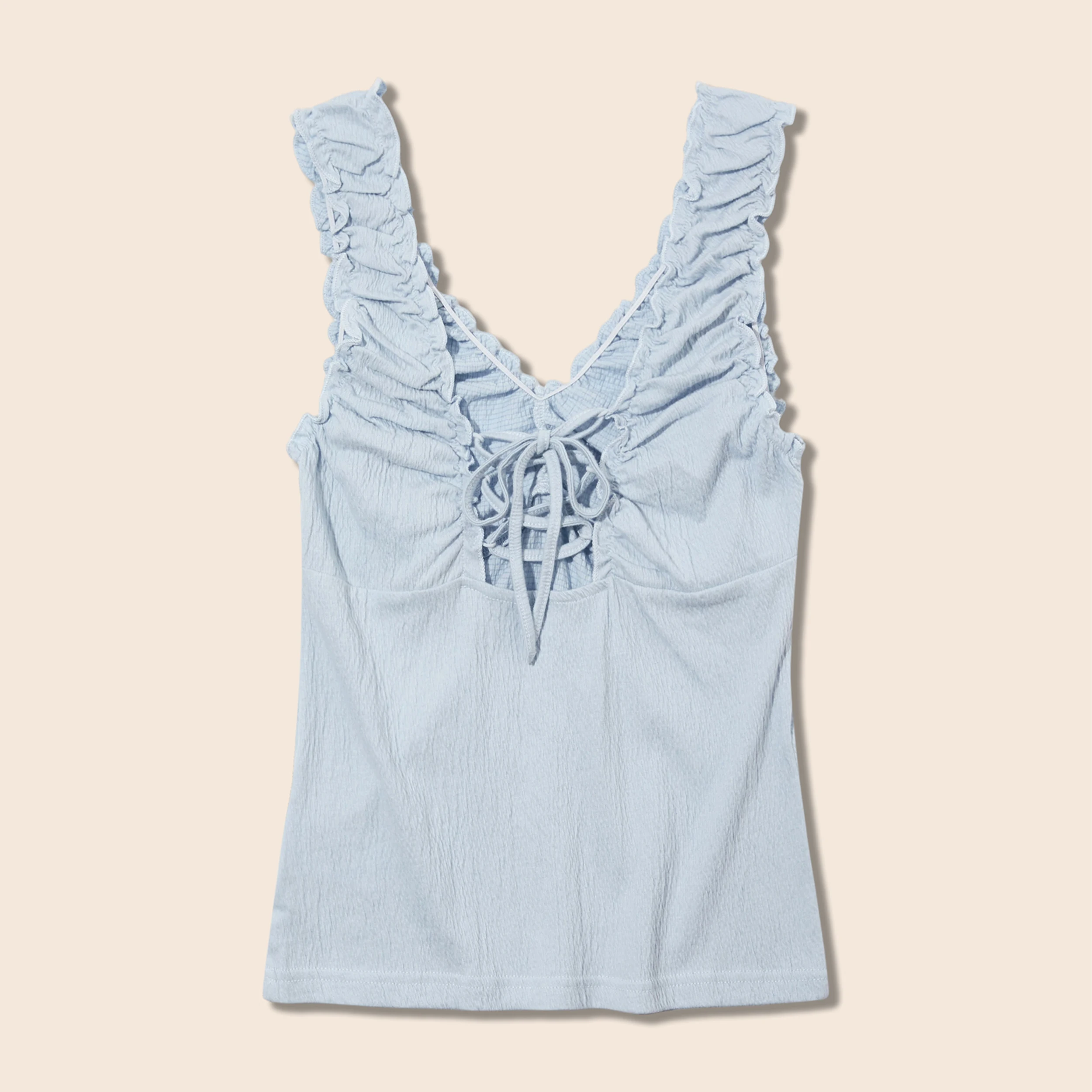 YESCCI V-Neck Sleeveless Shirt 2026 Summer New Ruched Adjustable Drawstring Tie Cami Top Slim Casual Lightweight Cami S56427099