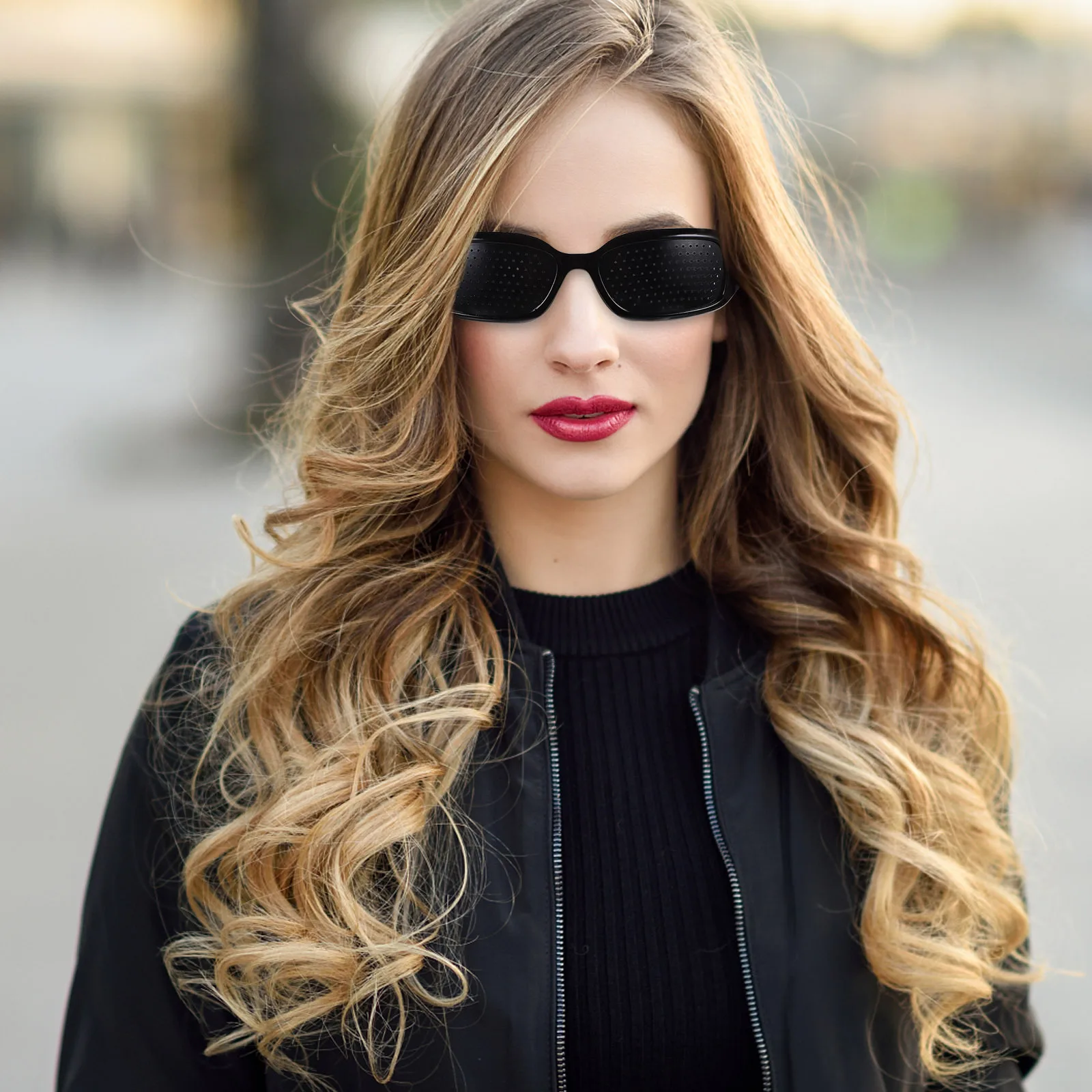 

Lightweight Black Frame Pinhole Glasses Eye Protection Resin Pc Anti-Fatigue Glasses for Vision Correction and Eye Care