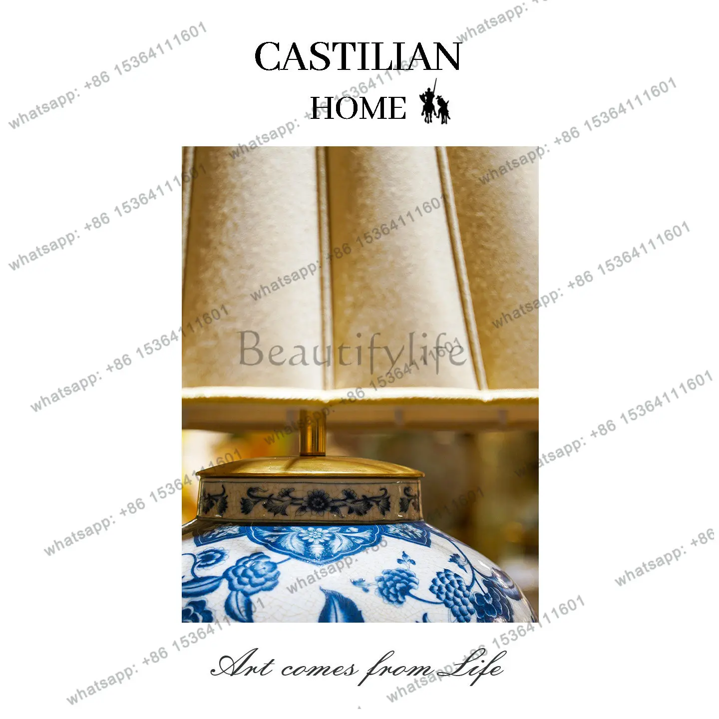 HOT New Chinese blue and white porcelain table lamp European ceramic decorative ornament C4105