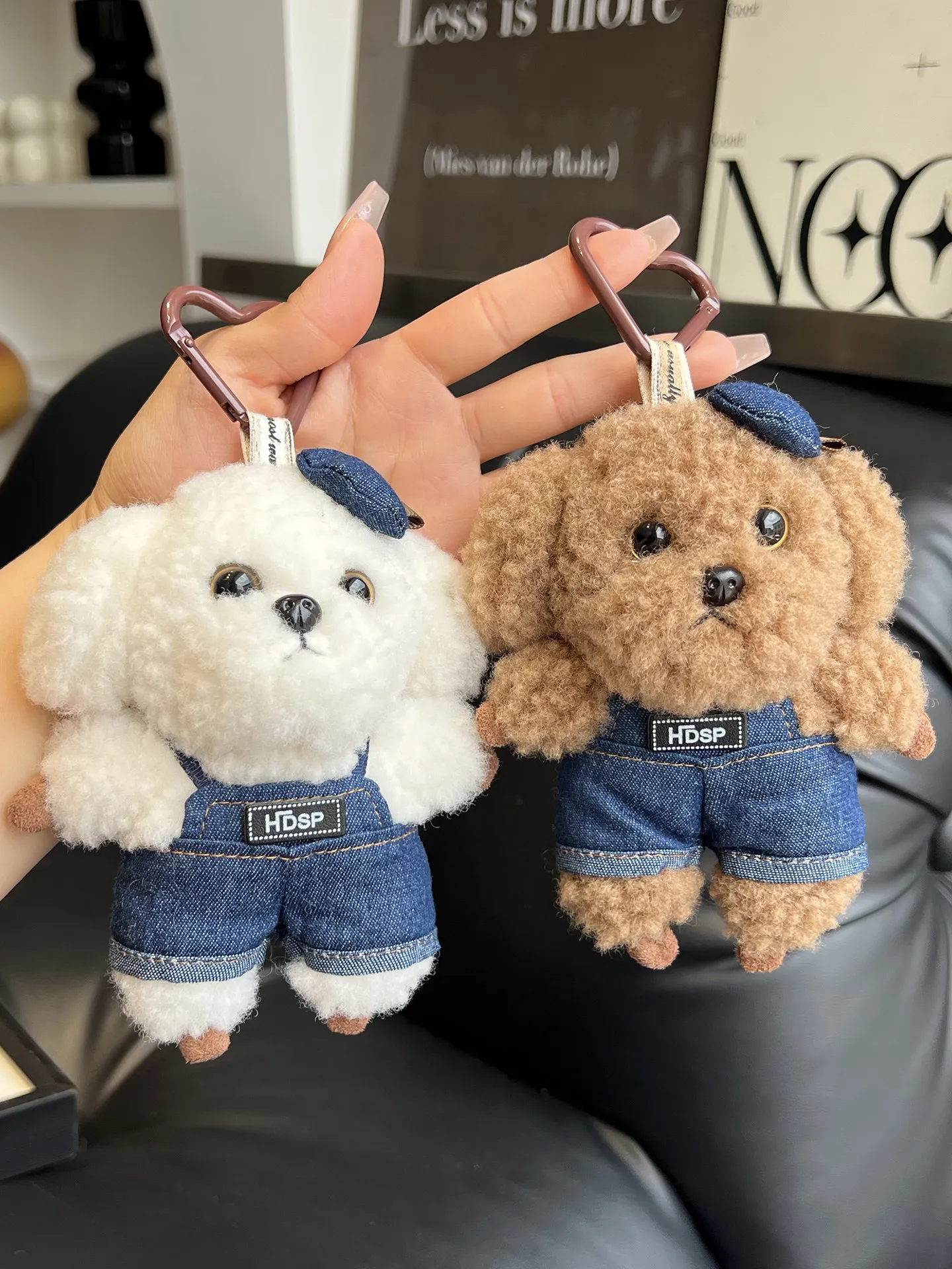 Dog Keychain Bag Charm Couple Plush Toy Car Key Holder Cute Ugly Gift Mini Doll Backpack Decorations
