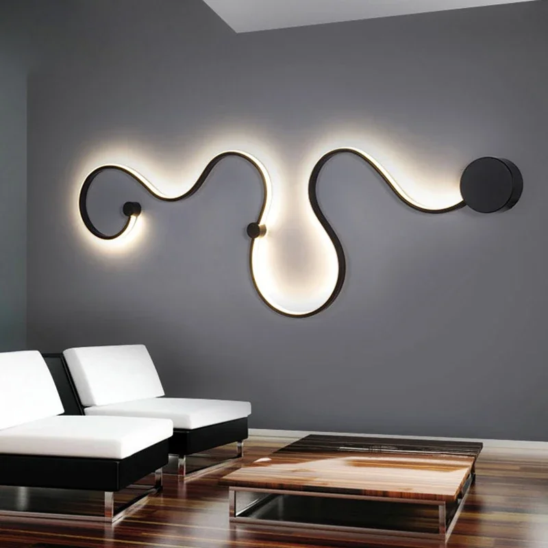 Creative Art LED Wall Lights Black White RGB Dimmable Wall Lamps Home Indoor Background Decor Wall Sconces Modern LED Lustre