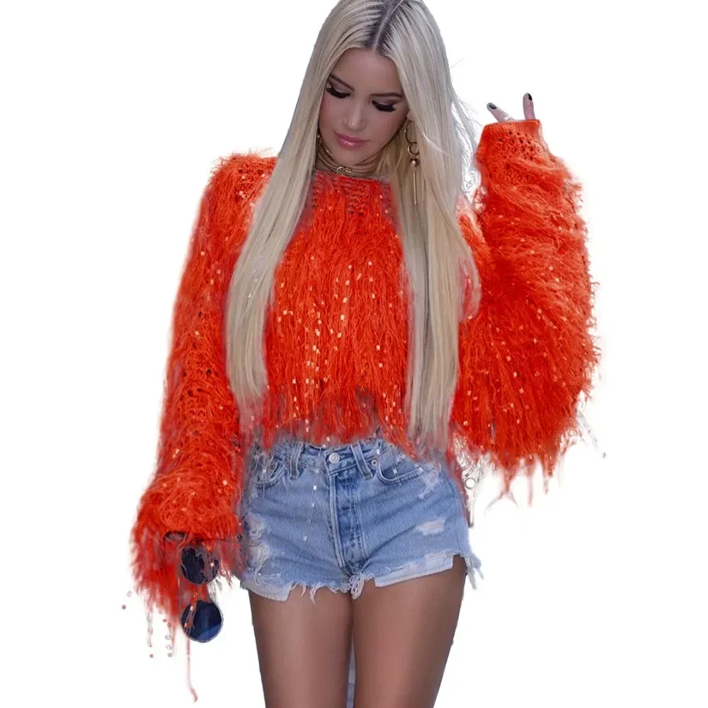 Women 2026 Autumn Winter Handmade Tassel Knit Pullover Sweater Coat Fashion Oversized Chic Minimalist Versatile Daily Streetwear