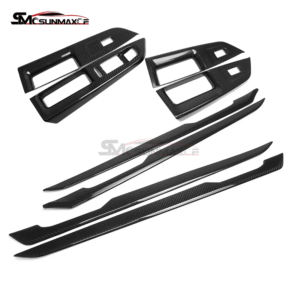 For Golf 8 MK8 Golf 8.5 MK8.5 Golf R GTI GTD GTE 2020-2026 Carbon Fiber Door Strip Window Lift Switch Interior Trim Cover Stick view 3