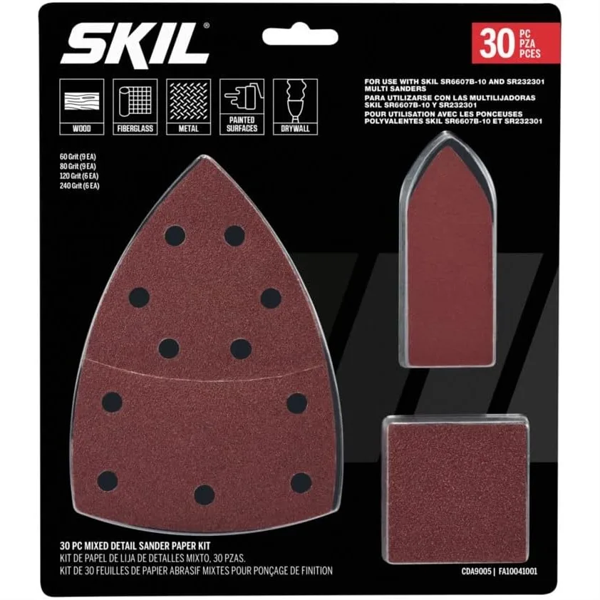 

30-Piece Sandpaper Kit with Mixed Grits for Sanders - Versatile and Durable for Smooth Finishing