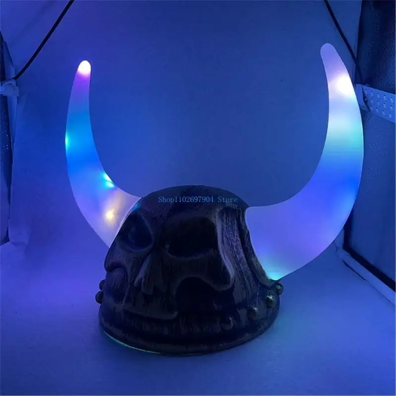 N7YF Vikinges Helmets w/ Horn Norses Barbarian Hat Hat Medieval Vikinges เครื่องแต่งกาย