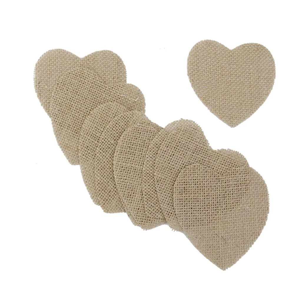 

10 Pcs Shaped Hessian Burlap Slices Wedding Natural Jute Decorative Pieces for Crafts Wedding Party Christmas