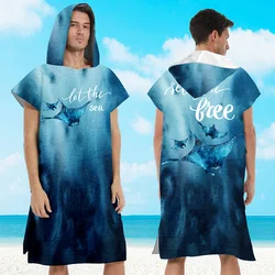 2024 adult men hooded bath towel microfiber Quick drying beach bathrobe Cape surf poncho for outdoor sandbeach from China