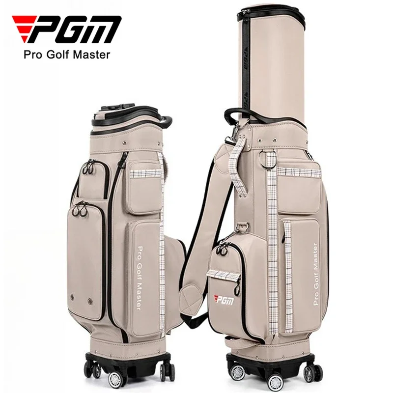 

PGM Women Golf Bags Air Checked Waterproof Hard Shell Telescopic Four-wheel Aircraft Club Bag QB181