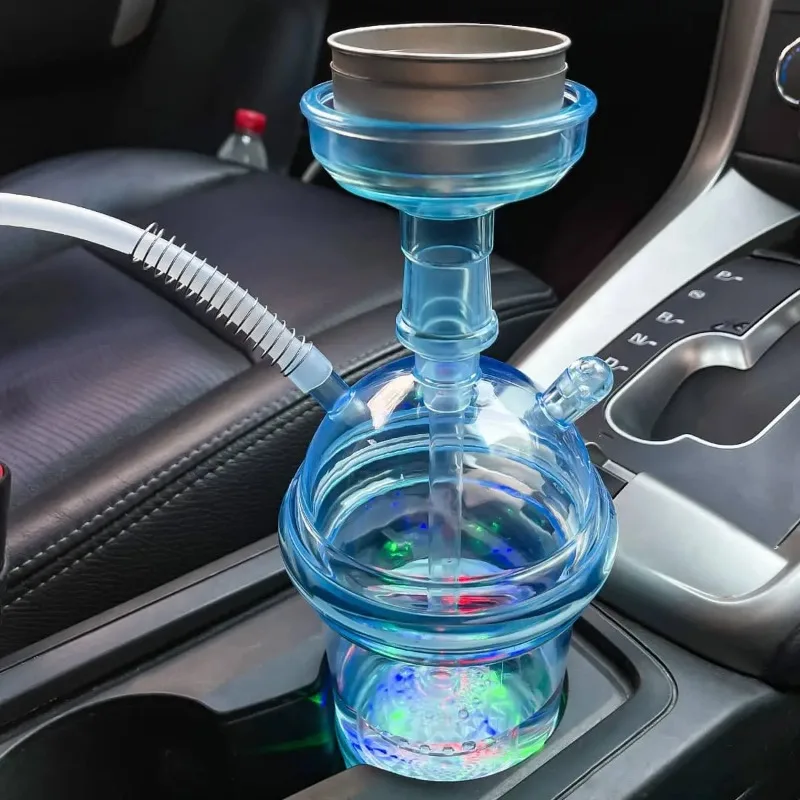 Acrylic LED Water Pipes Smoking Grass Hookah Set Tobacco Bowl Narguile Complete Smoking Accessories Portable Hookah in The Car