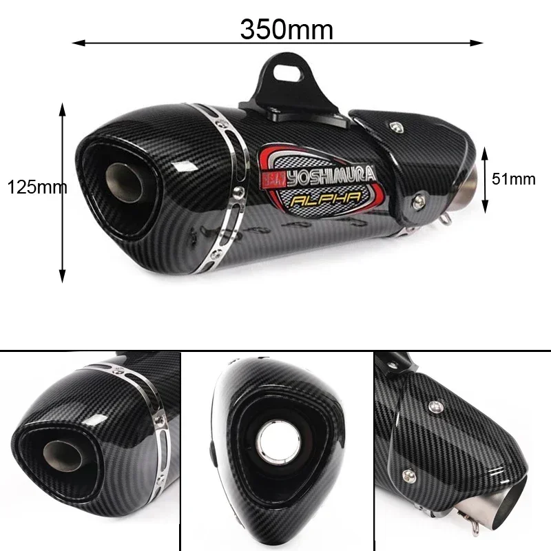 Universal 51mm Motorcycle Exhaust Yoshimura ALPHA Muffler With DB Killer For Honda R3 MT07 FZ1 R6 R15 ZX6R ZX10 CBR300 GSXR1000