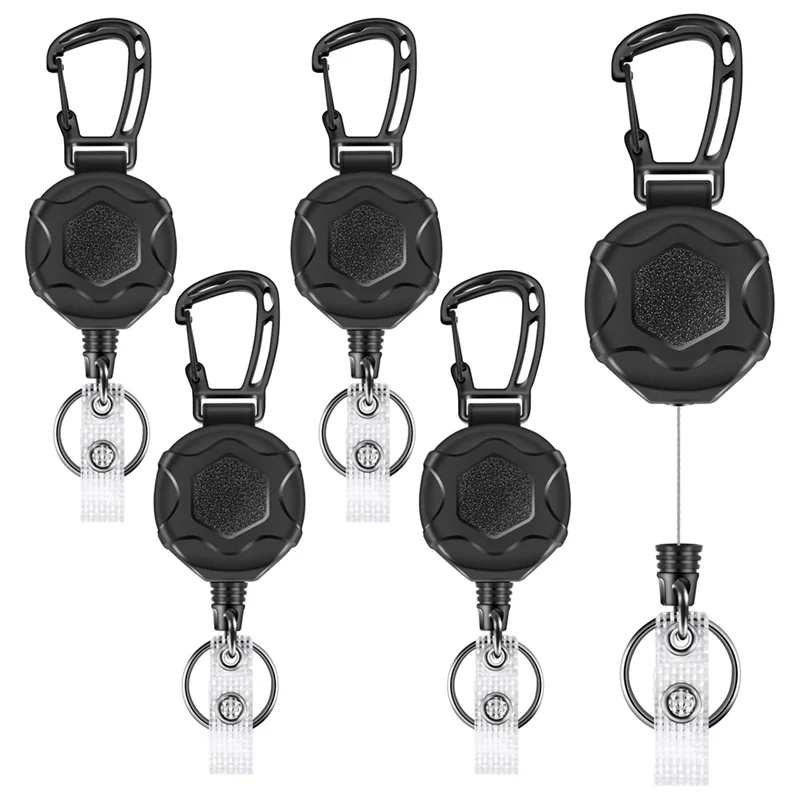B29C-Retractable Keychains Heavy Duty Badge Reel Retractable Id Badge Clip With Upgraded Mountaineering Buckle