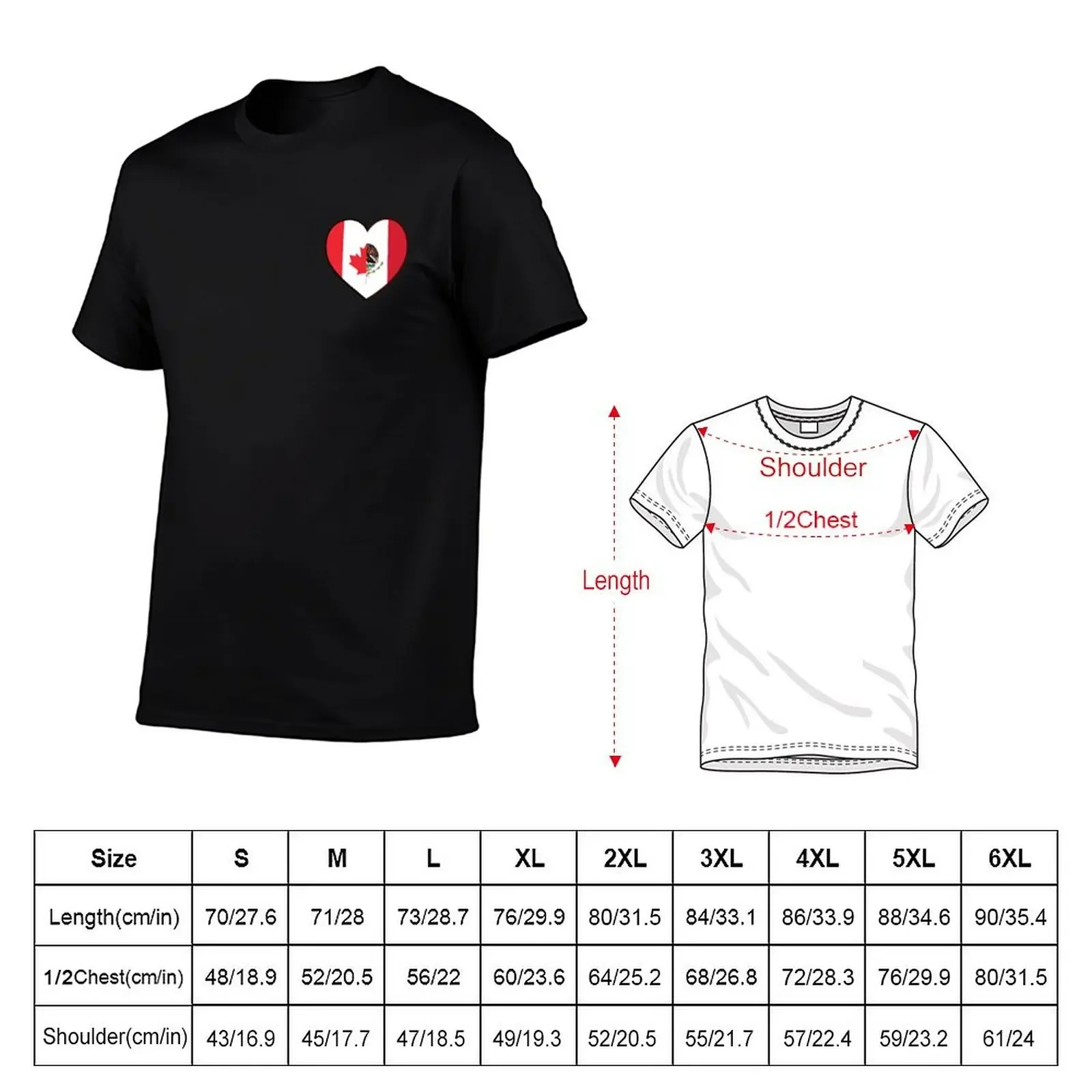 Half Canadian Half Mexican Heart, USA Flag Canada T-Shirt anime t shirts customs design your own anime stuff clothing for men