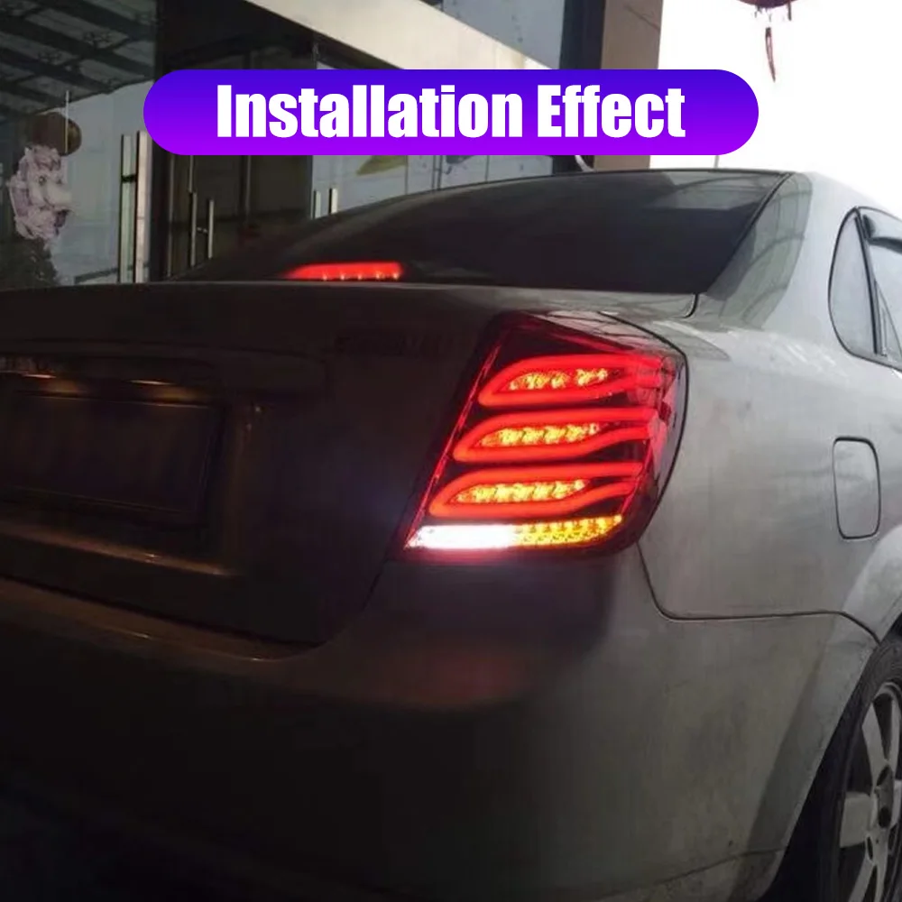 

Пара автомобильных задних фонарей в сборе для Buick Lacetti 2004-2005, светодиодные ходовые огни DRL, стоп-сигналы, текущая вода, мерцающие задние фонари