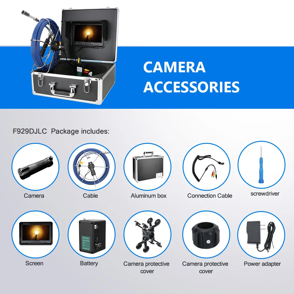 Drain Sewer Pipeline Industrial Endoscope DVR Recording 9 Inch Sewer Pipe Inspection Camera 20/30M Cable with Meter Counter