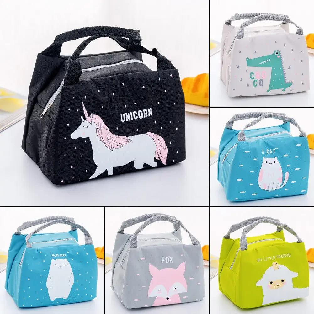 New Lunch Bag Cute Animal Pattern Portable Animal Thermal Insulated Cooler Waterproof Picnic Lunch Box Bag Lunch Bags for Women