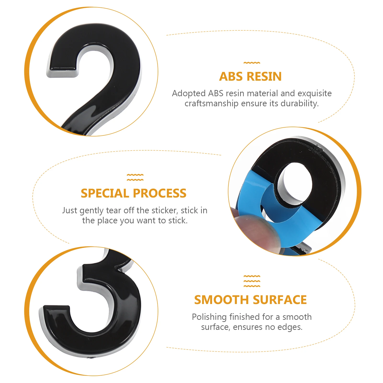 

10pcs Number Clock ABS Resin Replaceable for Doors Apartments Hotels Easy Install Self Adhesive Modern Decor
