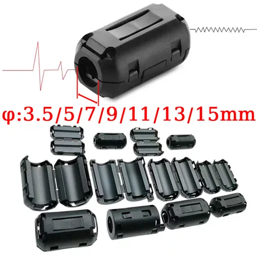 간섭 방지 스냅 페라이트 필터, 케이블 3.5, 5, 7, 9, 11, 13mm, 페라이트 코어 초크 클립, EMC 내경 디가우징 필터 