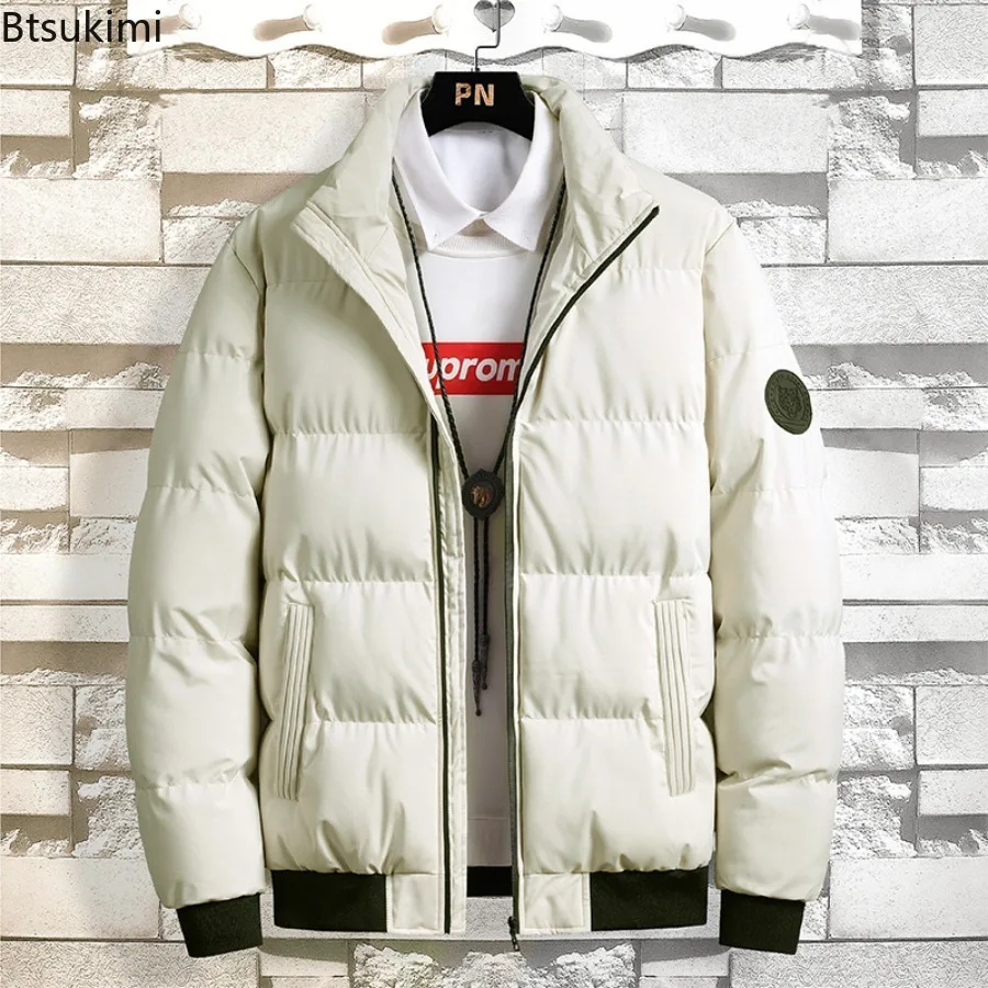 2025 Winter Men's Solid Color Stand-collar Solid-color Thickened Warm and Fashionable New Style All-match Cotton-padded Jackets