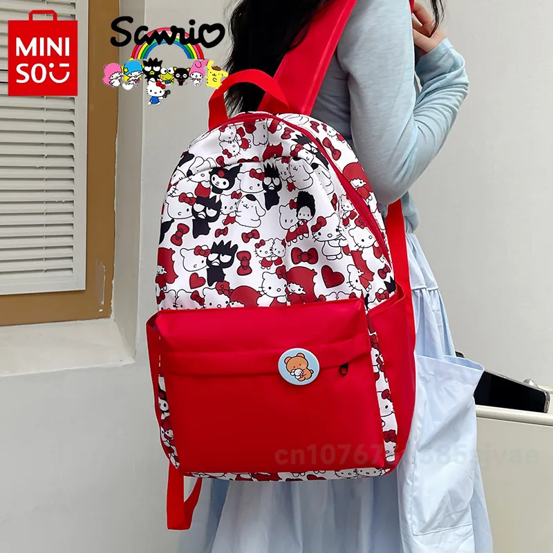 MINISO HelloKitty New Women's Backpack Fashion High Quality Girls Backpack Cartoon Versatile Large Capacity Student Backpack