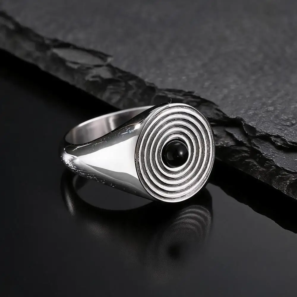 Herren-Siegelring aus Edelstahl, Vintage-Ring mit natürlichem Onyx-Stein, Alltagsschmuck, Geschenk
