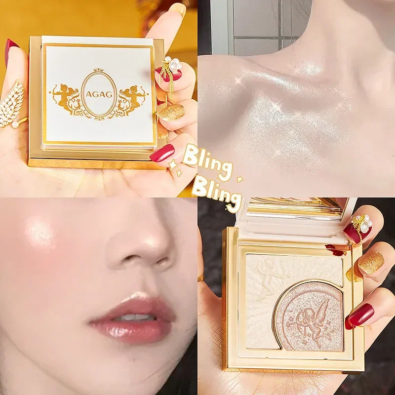 AGAG Palette di evidenziatori per il viso Trucco di bellezza rara Glitter per il corpo ad alta lucentezza Shimmer Glow Illuminatore per il viso Contouring a lunga durata