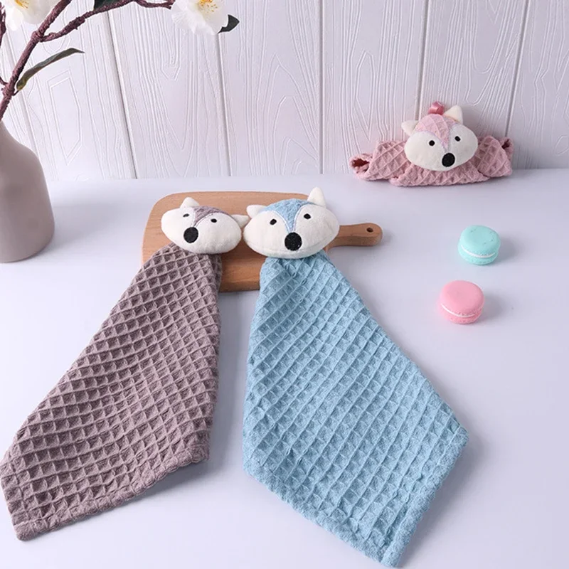 Cartoon Fox Baby Hand Towel Soft Cotton Kids Bath Wipe Hanging Towels For Baby Girl Boy Infant Children Bathroom Towel