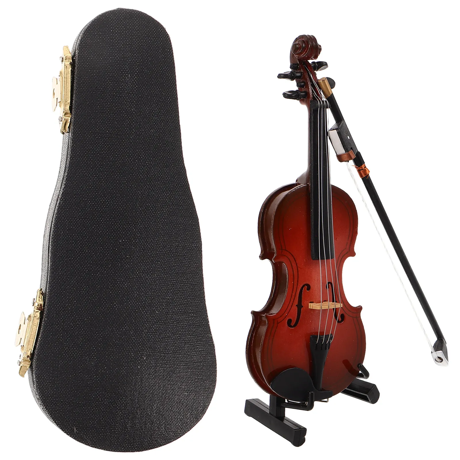 

Миниатюрная деревянная скрипка 12 см, маленький музыкальный инструмент, украшение, с футляром и смычком, декоративный миниатюрный инструмент для рабочего стола, дома, офиса, музыкальный декор