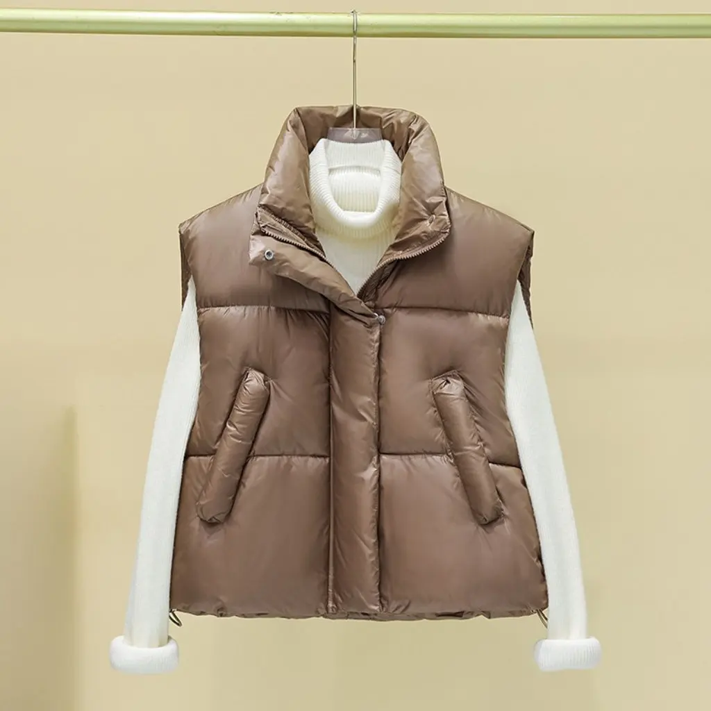 

Женская пуховая куртка с хлопковой подкладкой, корейский свободный крой, однотонный осенне-зимний теплый жилет, пальто, новый стиль