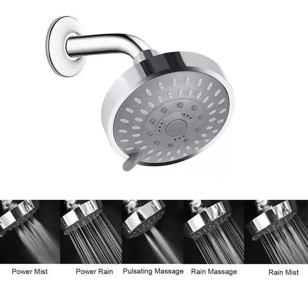 5 Modes High Pressure Shower Head 4Inch Sprayer Adjustable Rainfall Shower Head Sprayer Bathroom Fixture Faucet Replacement Part
