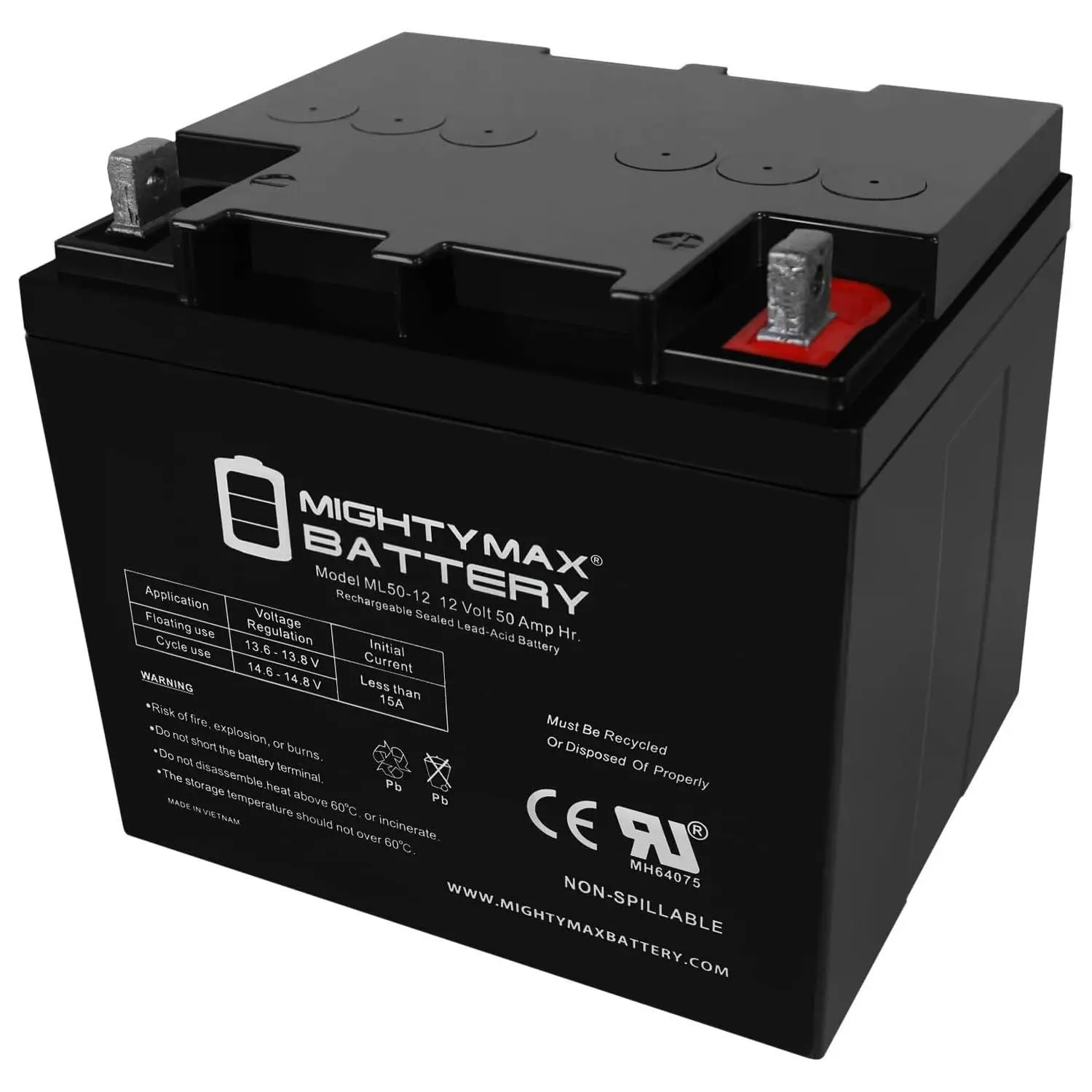 12V 50AH SLA Rechargeable Battery for Backup Power, UPS, Emergency Systems, ML50-12, Customized