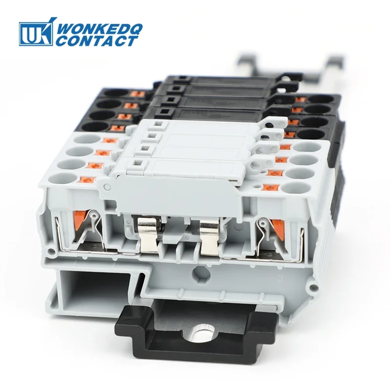 10Pcs Fuse Terminal Block PTC4-HESI Disconnect Lever Push-in Connector Din Mount With 5x20mm 0.5A-10A Fuse PTC 4-HESI