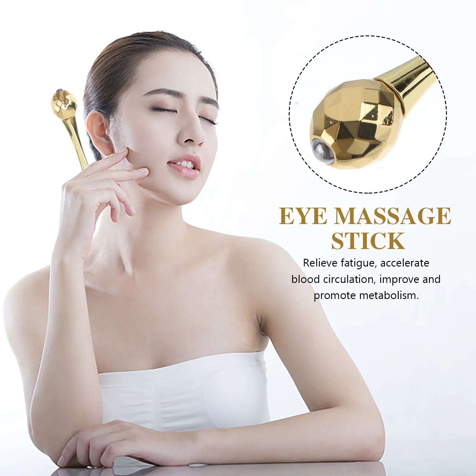 

Eye Massage Stick Zinc Alloy Smooth Surface Fatigue Relief Facial Cream Lead-In Tool Compact Design Eye Beauty Rod Face Cream