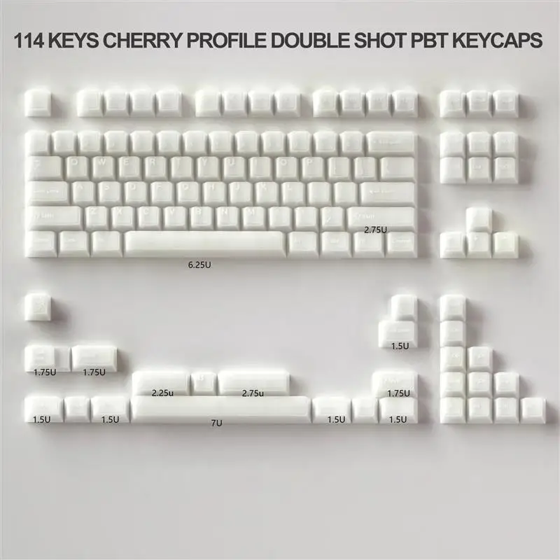 114 Keys Marble Themed Keycaps Double Shot PBT Keycaps Milk White Translucent Cherry Profile Keycap for MX Switch Gamer Keyboard